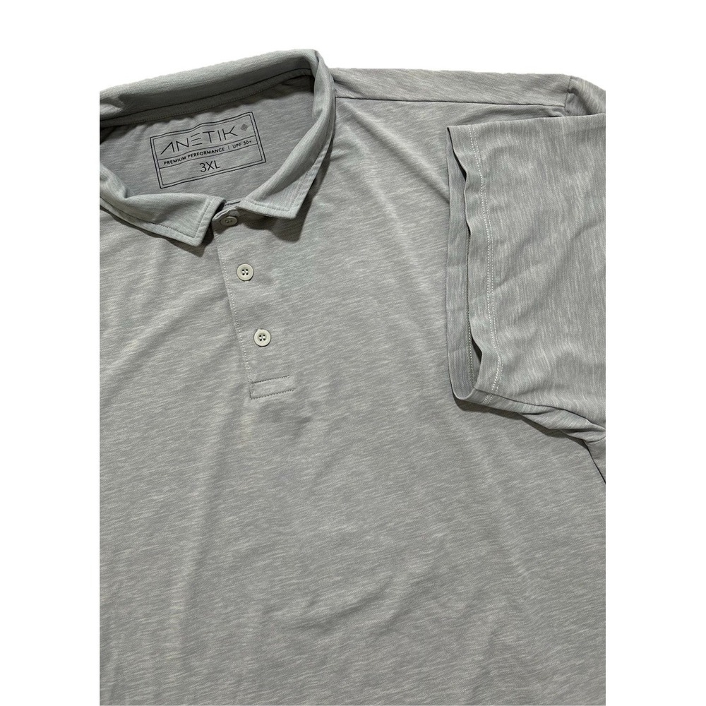 Anetik Men's 3X Light Gray Performance Polo Shirt Men's UPF 30+  Athletic